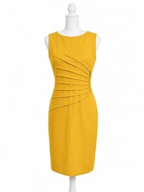 Ivanka Trump Mustard Yellow Sunburst Sheath Dress Size 14​